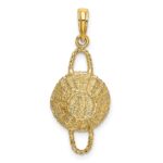 14K 3-D 2 Handles Round Basket Charm - Image 4