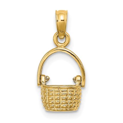 14K 3-D Moveable Handle Basket Charm