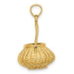 14K 3-D Moveable Handle Flower Basket Charm - Image 2