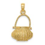 14K 3-D Moveable Handle Flower Basket Charm - Image 4