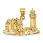 14K 2-D Nubble Lighthouse Charm