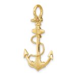 14K 3-D Textured Anchor with Rope and Shackle Bail Charm - Image 5
