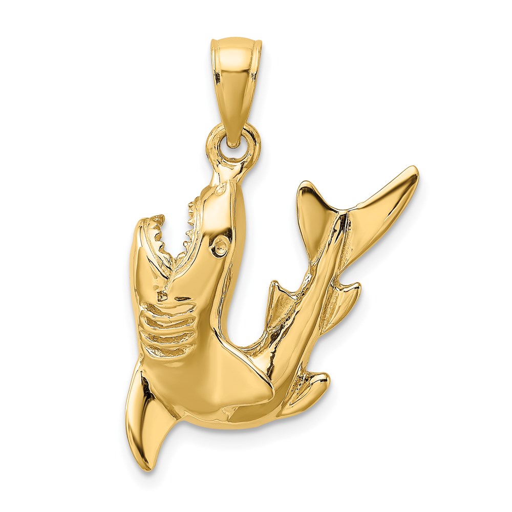K8001.jpg 14K 2-D Polished Fighting Shark Charm - Image 1