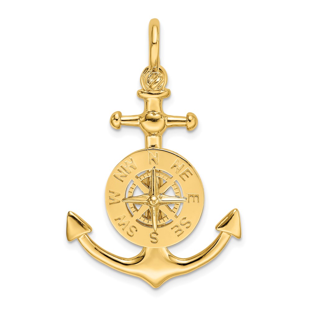 K8004.jpg 14K 3-D Small Anchor with Nautical Compass Charm - Image 1