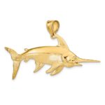 14K Large 3-D Polished and Satin Swordfish Charm - Image 5