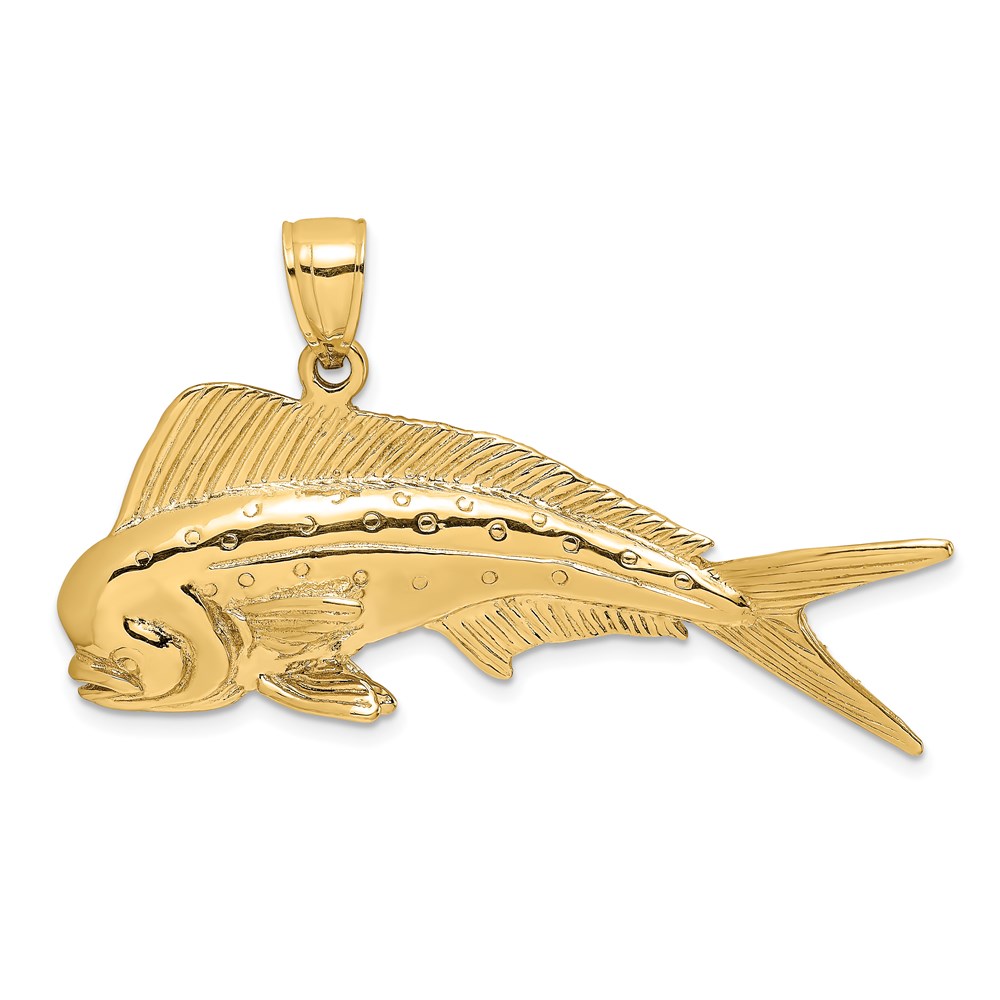 K8017.jpg 14K Large 3-D Male Dorado (Mahi-Mahi) Charm - Image 1