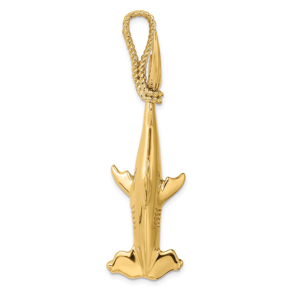 K8029.jpg 14K 3-D Hammerhead Shark with Rope Bail Charm - Image 1