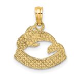 14K Textured NAGS HEAD with Dolphin Charm - Image 4