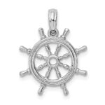 14K White Gold 3-D Ships Wheel Charm - Image 4