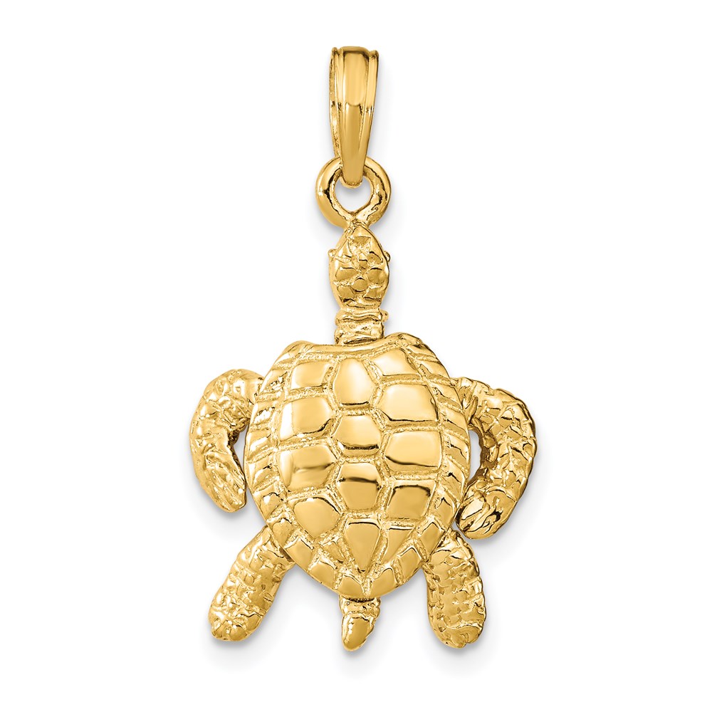 K8063.jpg 14K 3-D Sea Turtle with Moveable Head and Legs Charm - Image 1