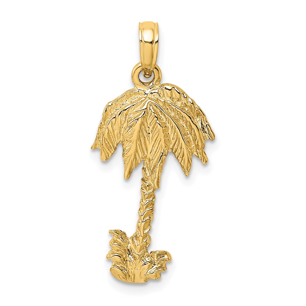 K8080.jpg 14K 2-D Textured Single Palm Tree Charm - Image 1