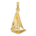 14K 3-D Polished Sailboat Charm - Image 4
