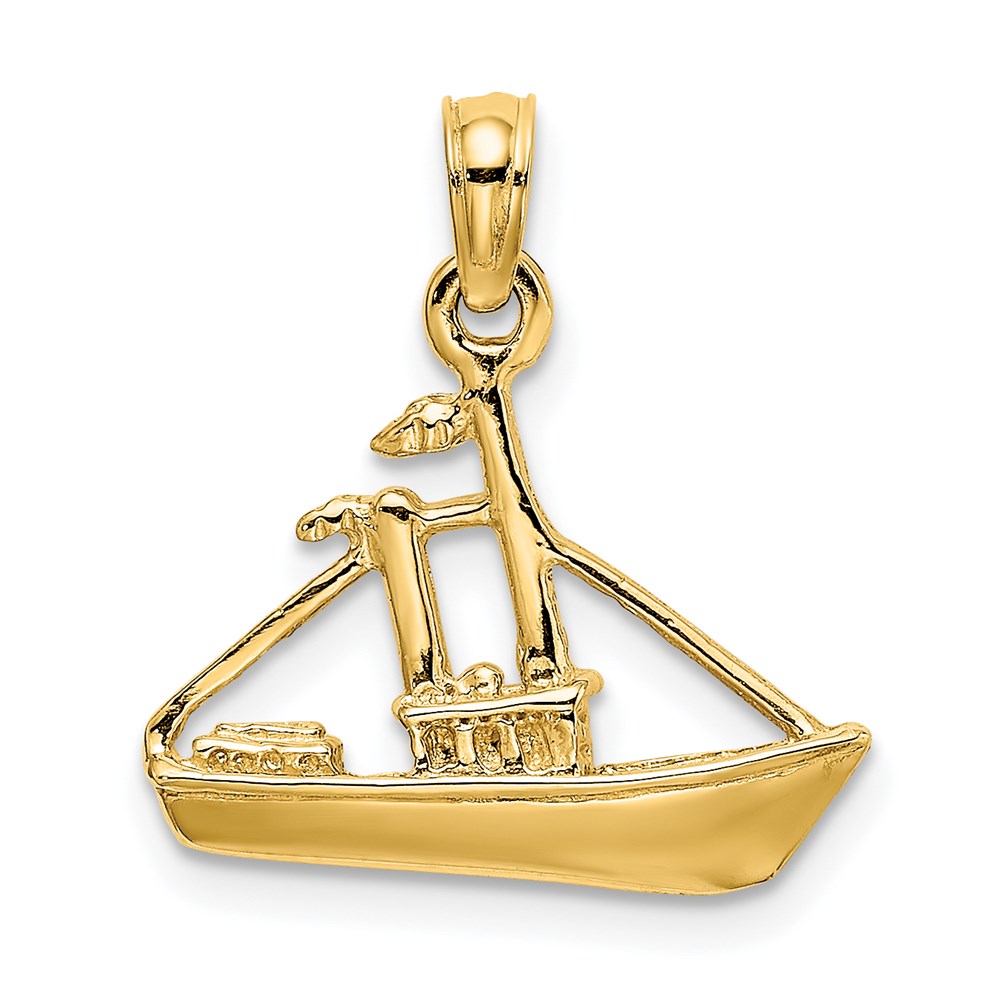 K8099.jpg 14K 3-D Tug Boat Charm - Image 1