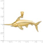 14K Large 2-D Polished and Satin Swordfish Charm - Image 3