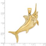 14K Large 3-D Satin and Polished Marlin Charm - Image 3