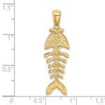 14K 3-D Polished and Textured Fishbone Charm - Image 3