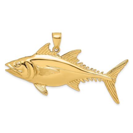 14K Large 3-D Polished Skipjack Tuna Fish Charm