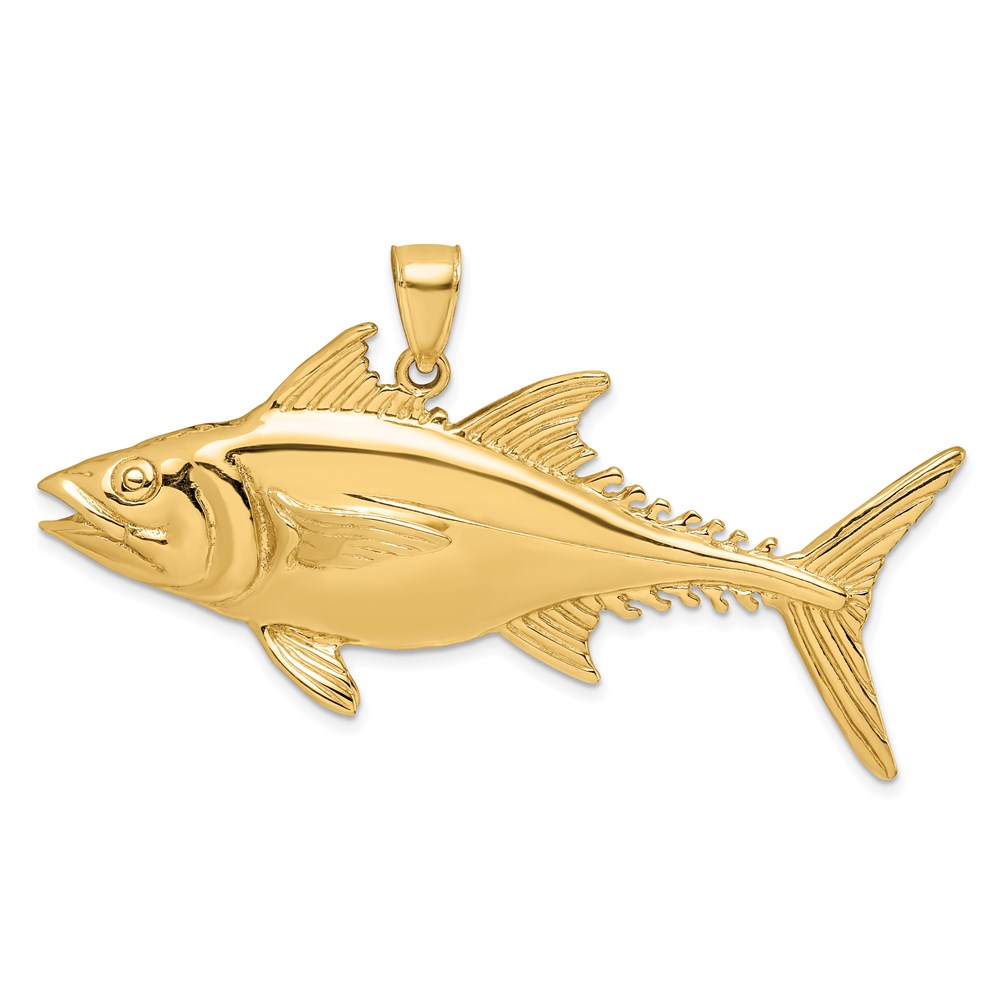 K8113.jpg 14K Large 3-D Polished Skipjack Tuna Fish Charm - Image 1