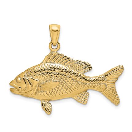 14K 3-D Textured Red Snapper Fish Charm