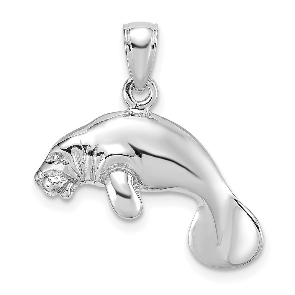 K8120W.jpg 14K White Gold 3-D Polished Swimming Manatee Charm - Image 1