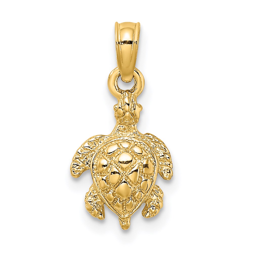 K8123.jpg 14K Textured Sea Turtle Charm - Image 1