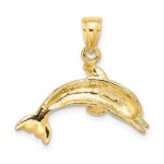 14K Textured and Polished Dolphin Jumping Charm - Image 4
