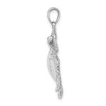 14K White Gold Large Textured Swimming Sea Turtle Charm - Image 2