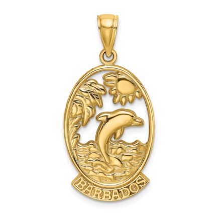 14K BARBADOS with Dolphin Sunset Scene Charm