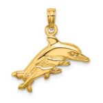 14K Dolphin with 2 Baby Dolphins Charm