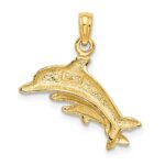 14K Dolphin with 2 Baby Dolphins Charm - Image 4
