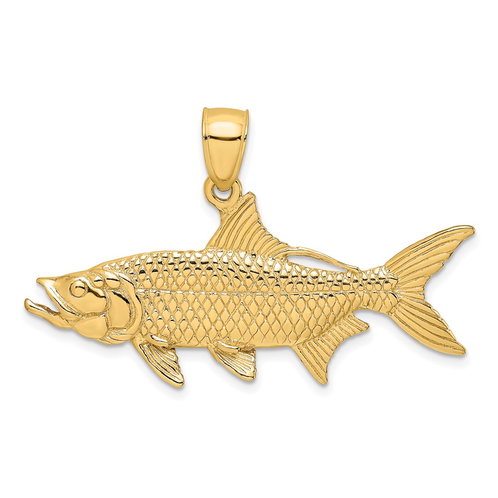 K8249.jpg 14K 3-D Textured Oxeye Tarpon Fish Charm - Image 1