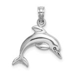 14K White Gold 3-D Dolphin Jumping Charm - Image 4