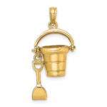 14K  3-D OCEAN CITY Bucket with Moveable Shovel Charm - Image 4