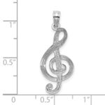 14K White Gold Textured Treble Clef Charm - Image 3