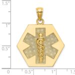 14K Textured Back Caduceus Medical Disc Pendant - Image 3
