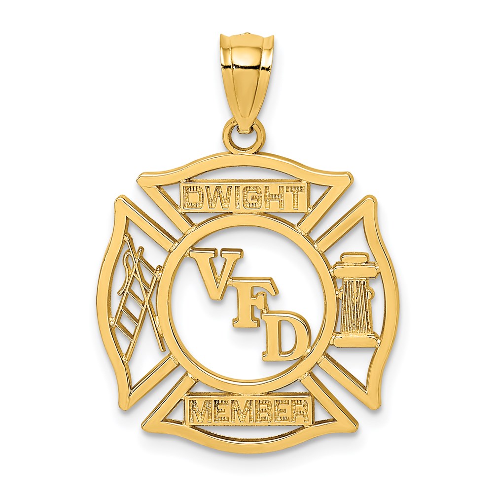 K8318.jpg 14K VFD DWIGHT MEMBER In Shield Charm - Image 1