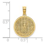 14K Textured COMMUNION Cup on Round Disc Charm - Image 3