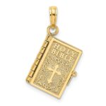 14K 3-D HOLY BIBLE with Lord's Prayer and Moveable Pages Pendant