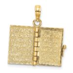 14K 3-D HOLY BIBLE with Lord's Prayer and Moveable Pages Pendant - Image 6