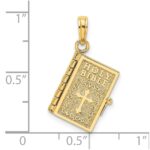 14K 3-D HOLY BIBLE with Lord's Prayer and Moveable Pages Pendant - Image 3