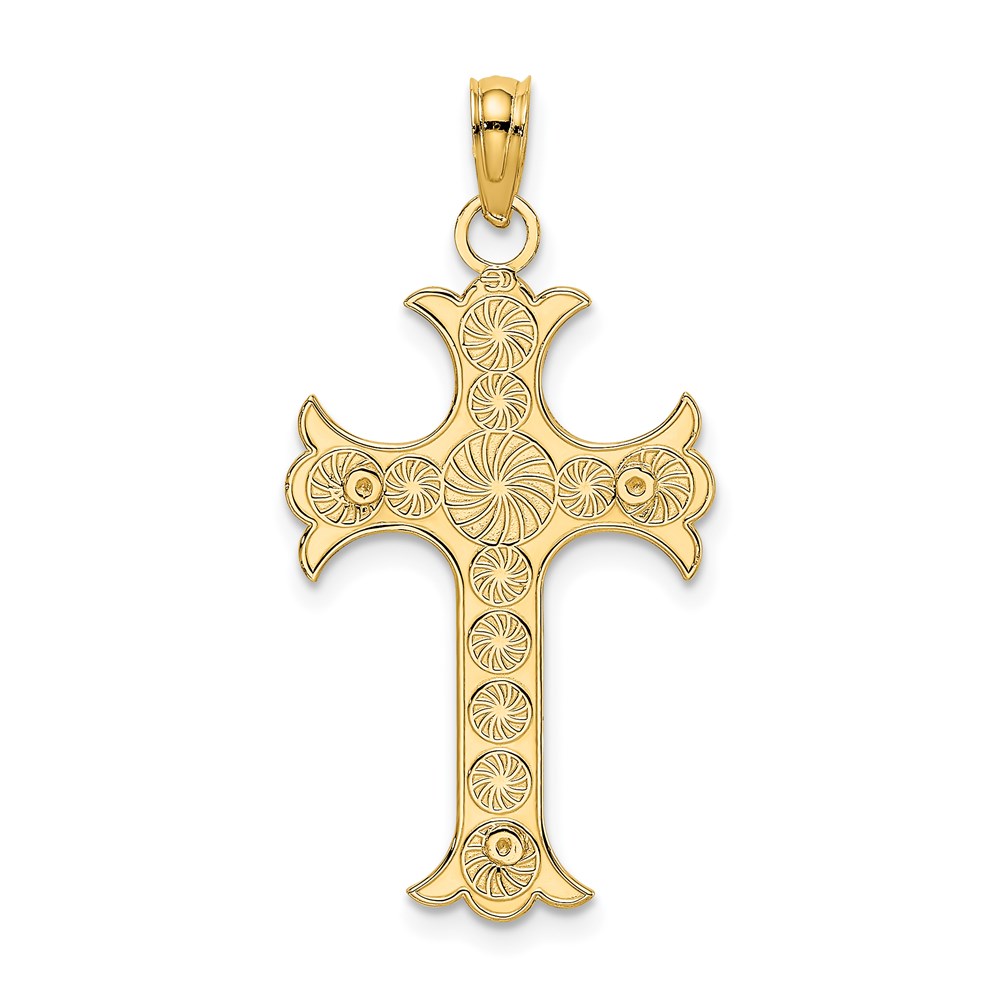 K8325.jpg 14K Double Sided Textured Cross Charm - Image 1