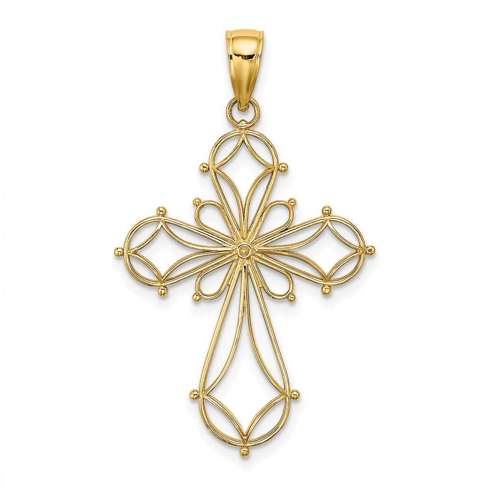 K8332.jpg 14K Cut-Out Shapes Fancy Cross Charm - Image 1