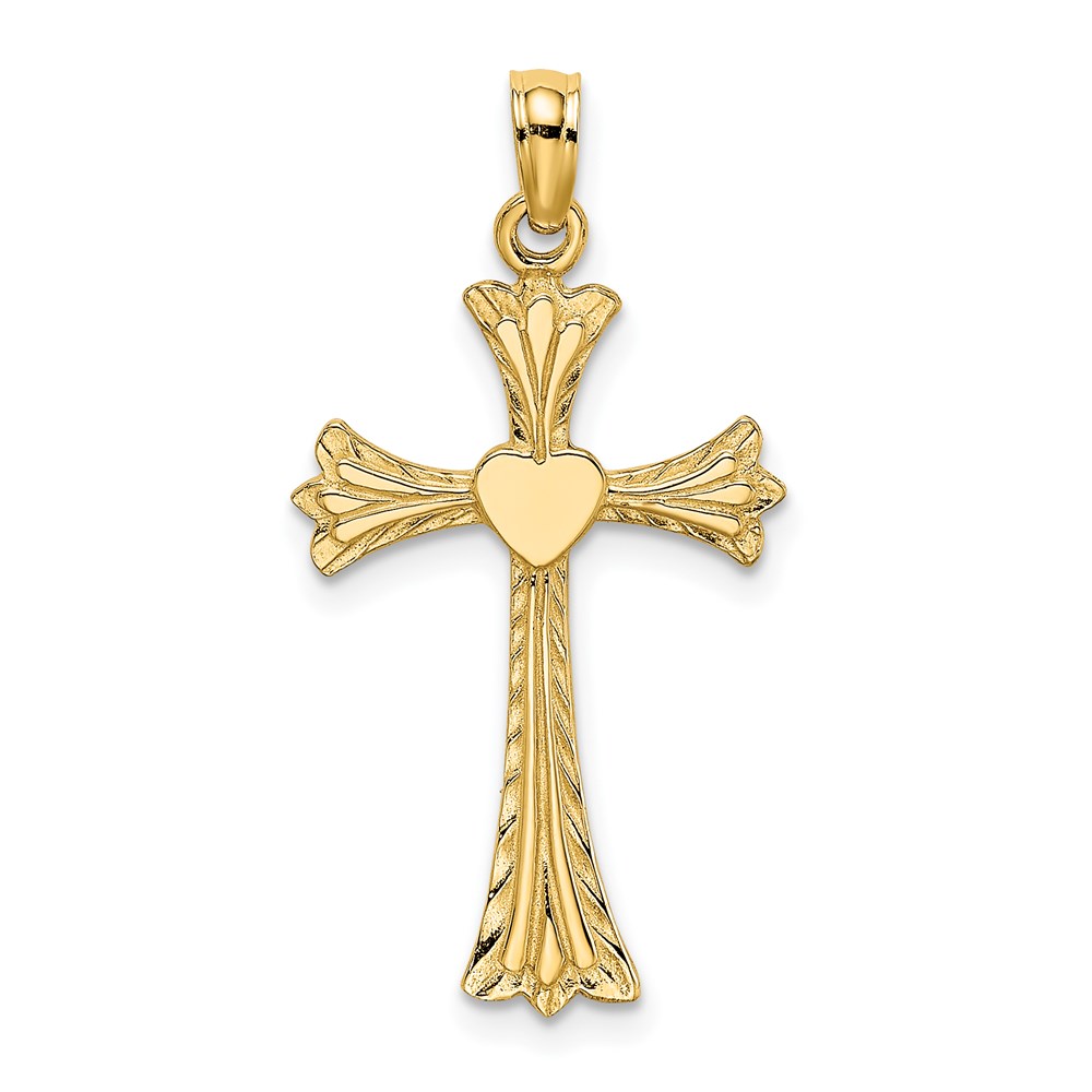 K8334.jpg 14K Polished and Engraved Cross with Heart Charm - Image 1