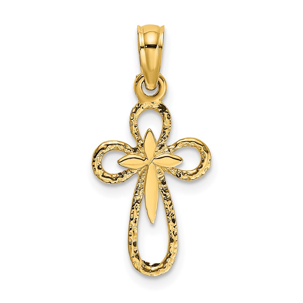 K8338.jpg 14K Cut-Out Cross with Small Interior Cross Charm - Image 1