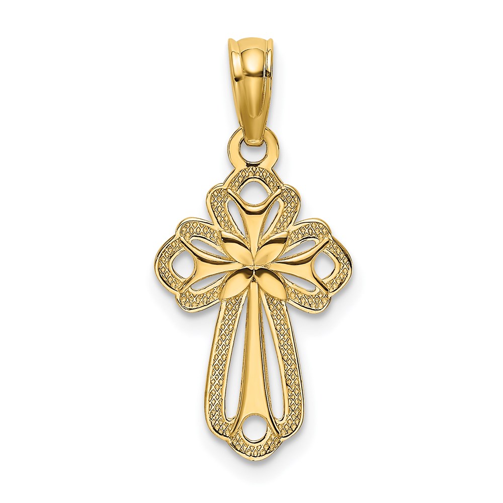 K8339.jpg 14K Cut-Out Polished and Textured Cross Charm - Image 1