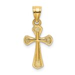 14K Solid Textured Cross Charm