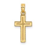 14K 2-D Polished Textured Cross Charm