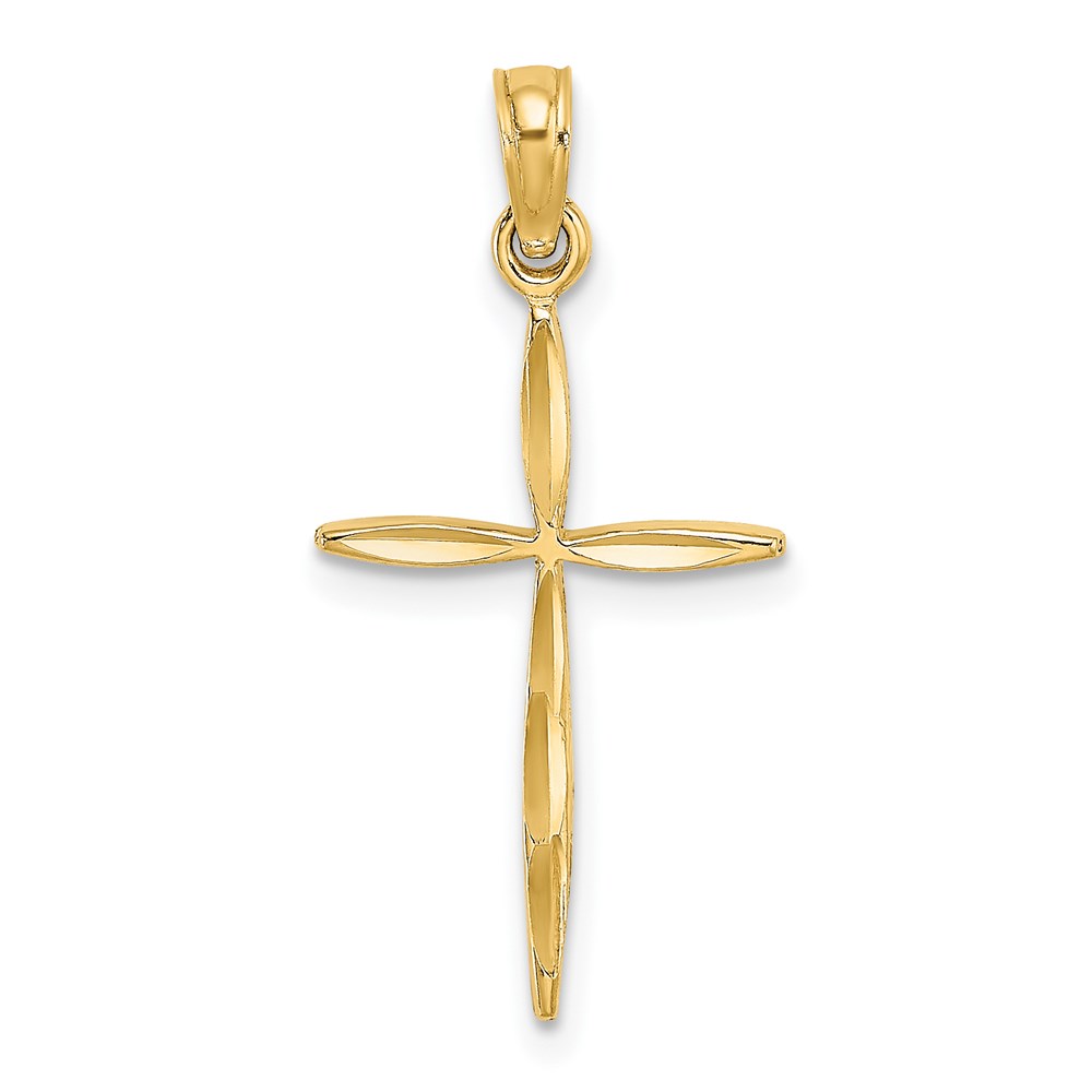 K8363.jpg 14K Diamond-cut with Tapered Ends Cross Charm - Image 1