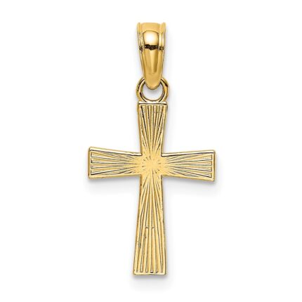 14K Small Textured Cross Charm
