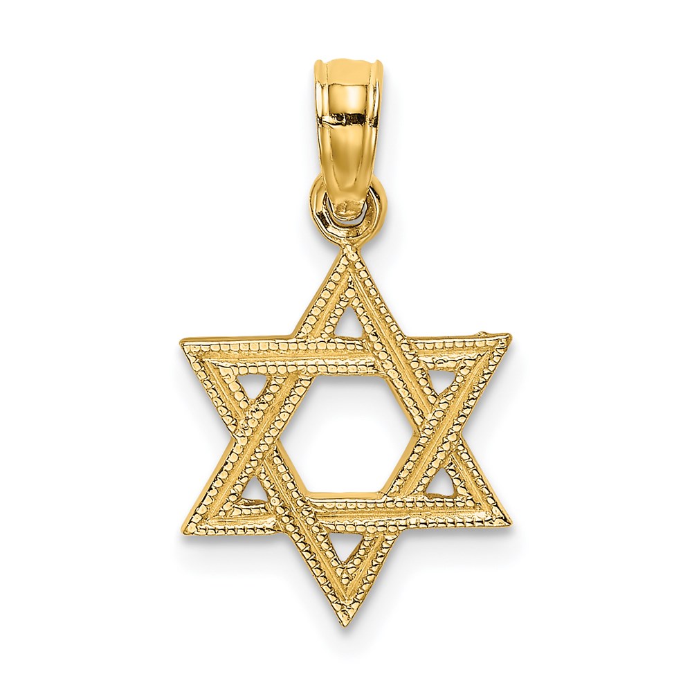 K8384.jpg 14K Textured Star Of David Charm - Image 1